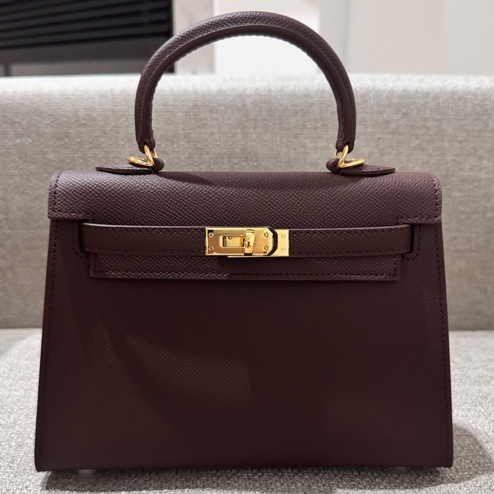 Top-Handle Epsom Leather Bag In Oxblood